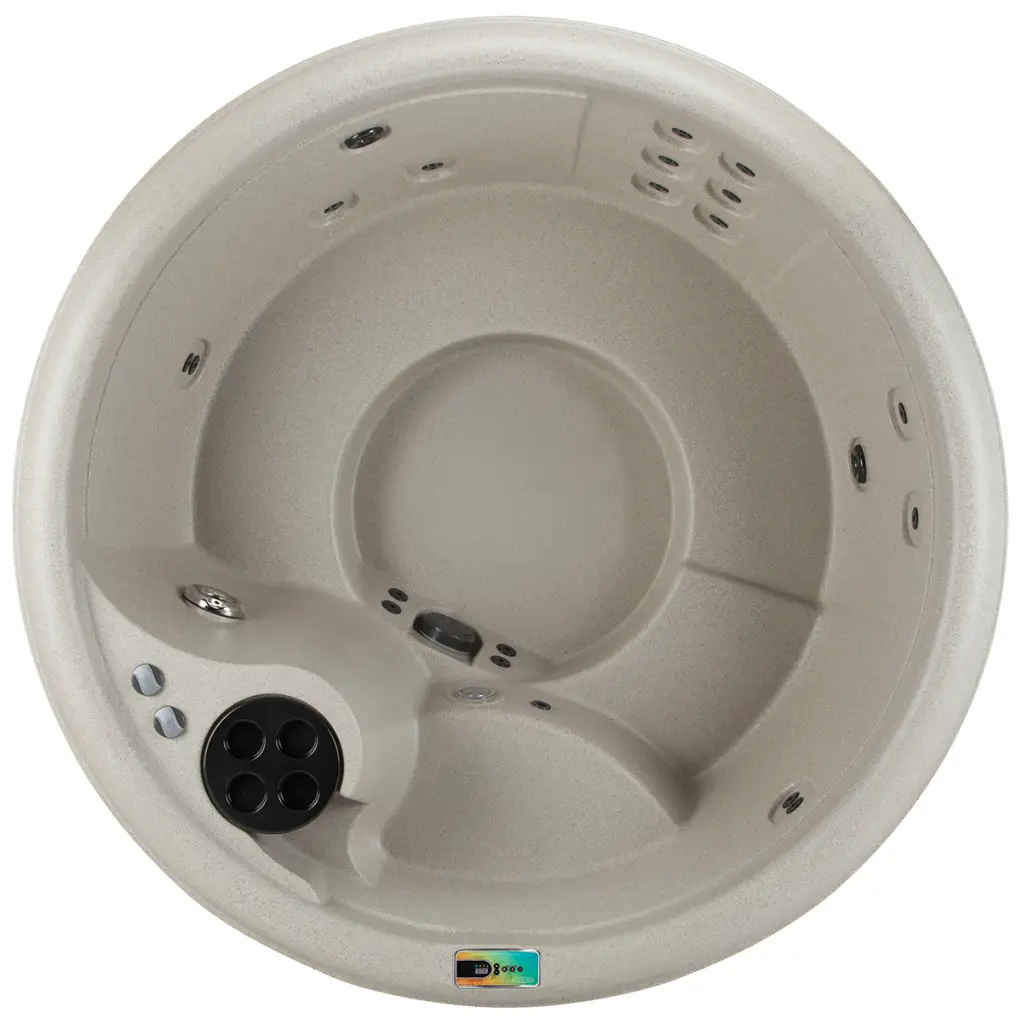 Overhead view of the Fantasy Spas Splendor hot tub with multi-seat layout and adjustable hydrotherapy jets