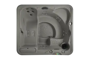 Overhead view of the Fantasy Spas Entice Premier hot tub in Taupe shell finish.