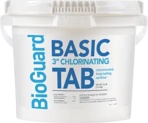 BioGuard Basic 3-inch Chlorinating Tabs container for pool and spa water sanitation