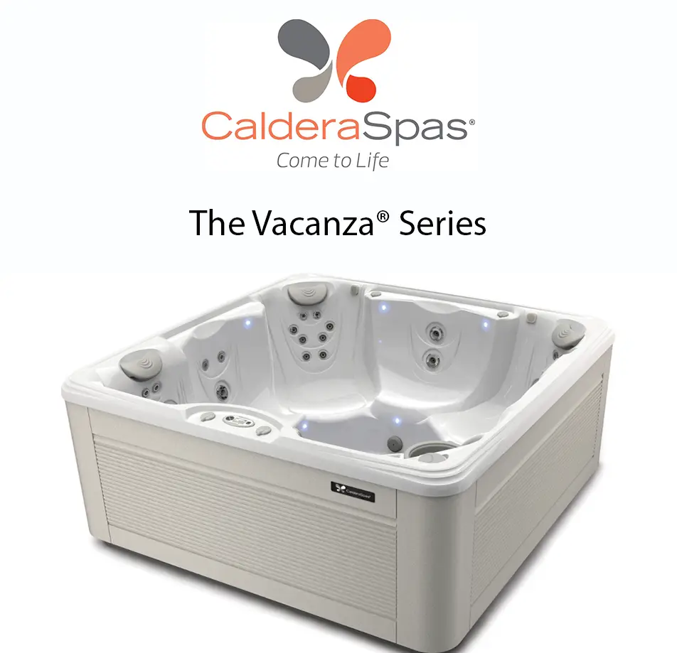 Caldera Vacanza Series hot tub with sleek modern design and illuminated jets for a relaxing hydrotherapy experience