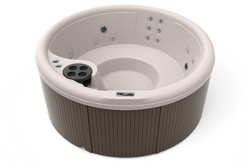 Caldera Fantasy Series Splendor spa in Natural Taupe shell with Espresso cabinet