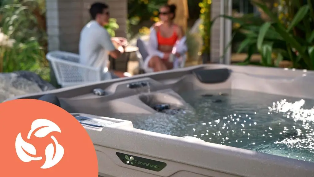 Hot tub water bubbling in backyard with energy-efficient spa design