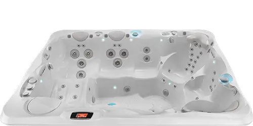 Caldera Utopia Series Cantabria hot tub in Arctic White shell at Blackthorne Spas in Monterey County