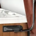 Leisure Concepts CoverMate I hot tub cover lift mounted to spa cabinet