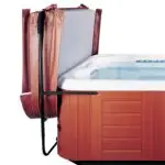 Leisure Concepts CoverMate Easy hot tub cover lift holding spa cover upright