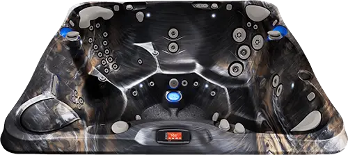 Caldera Utopia Florence hot tub with Midnight Canyon shell – deep, textured premium spa finish from Blackthorne Spas in Monterey County.