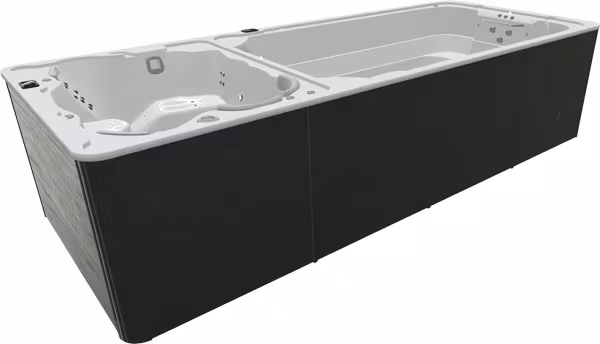 SwimLife SwimFit DualStream in Pure White shell with Midnight cabinet.