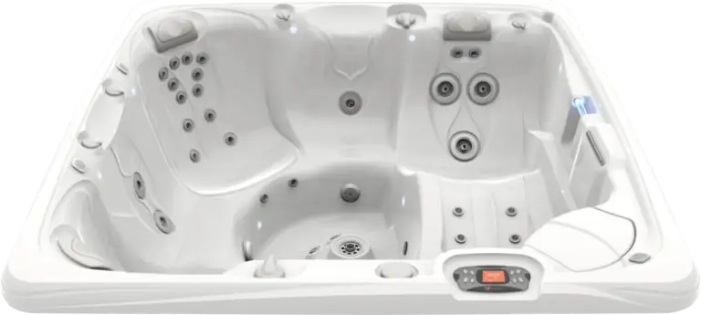 Caldera Seychelles hot tub in the Arctic White shell color at Blackthorne Spas.